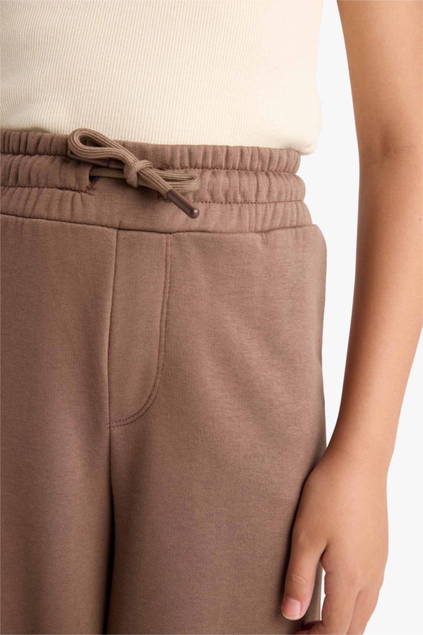 Kız Çocuk - Genç Kız Kahve Kız Çocuk Wide Leg Beli Lastikli Geniş Paça Eşofman Altı