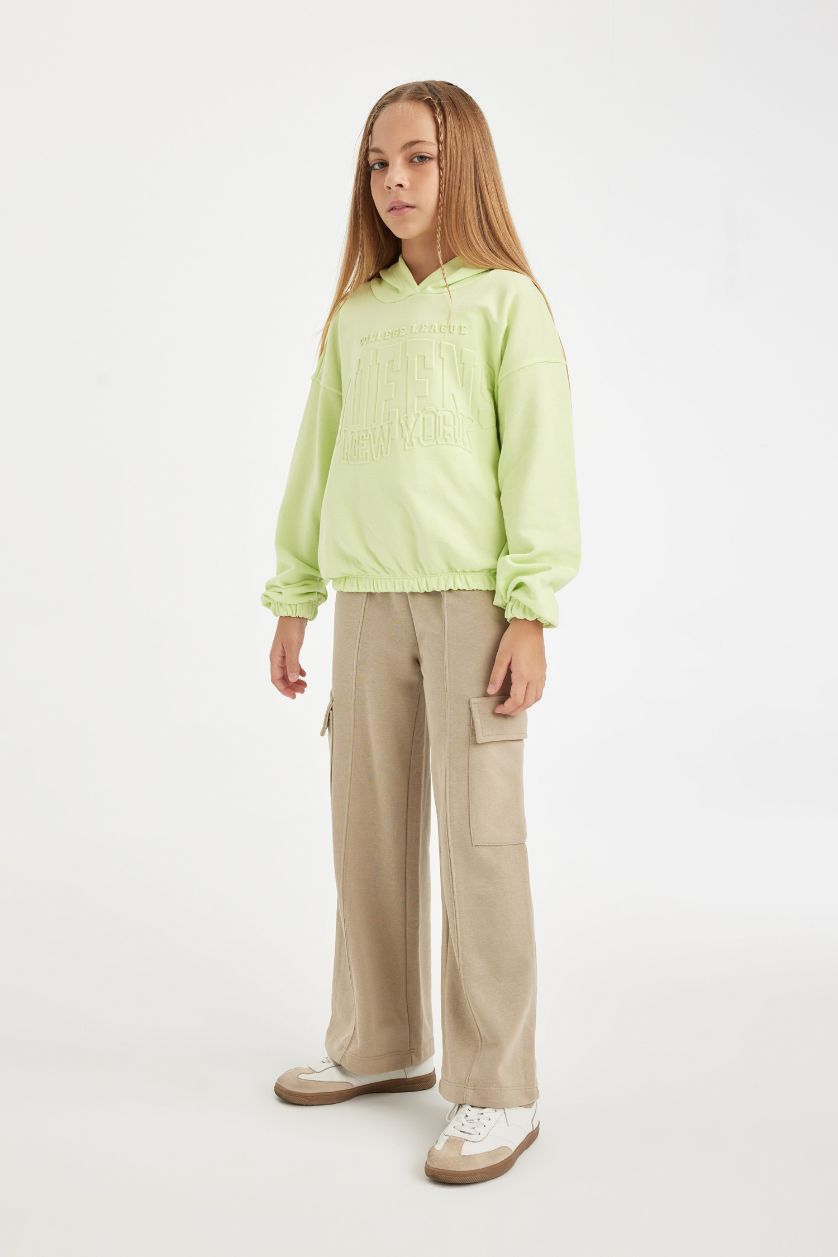 Girls & Teens Grey Girl Wide Leg Cargo Sweatpants