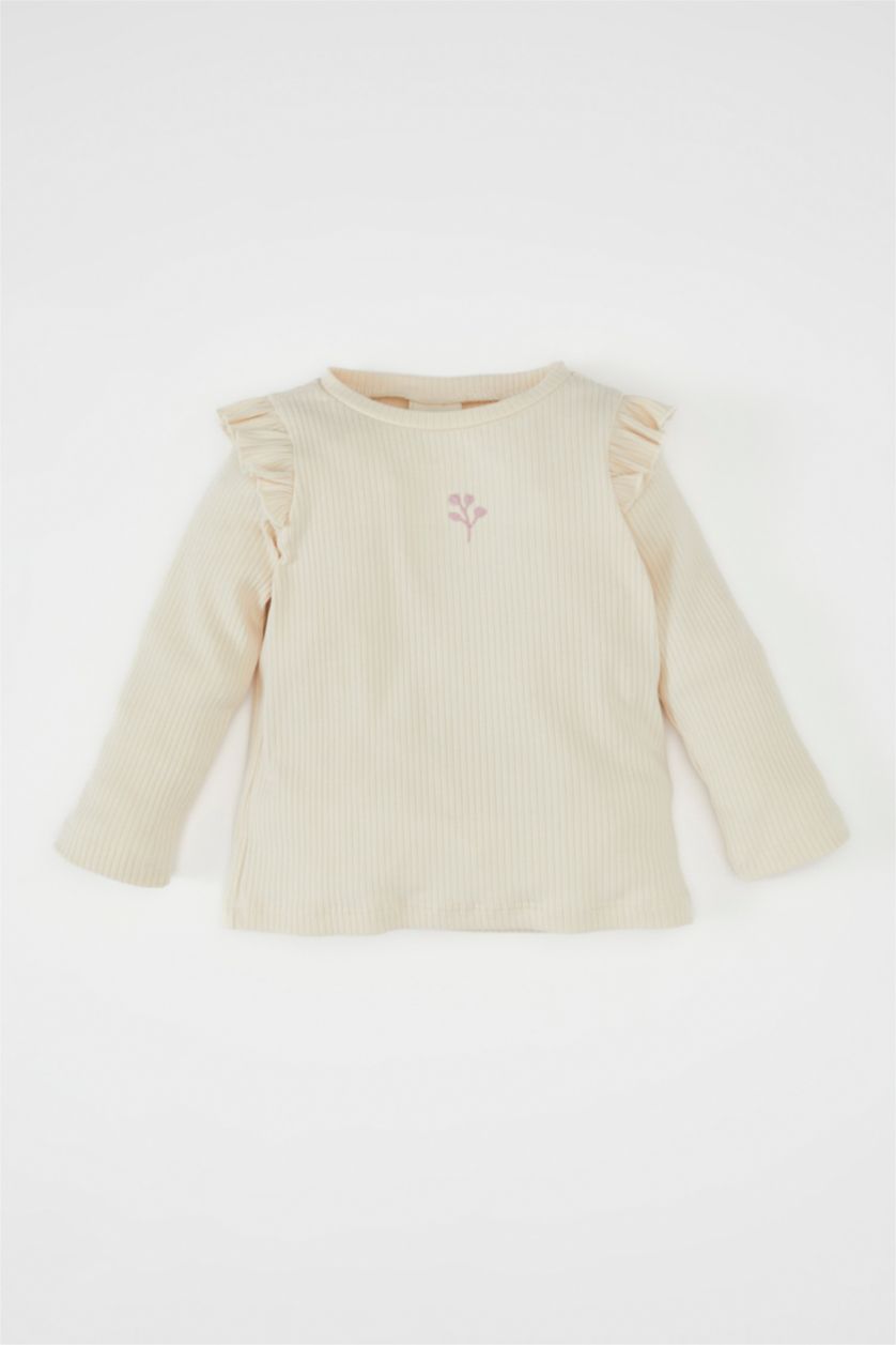 Baby Girls Sand Baby Girl Floral Ribbed Camisole T-Shirt