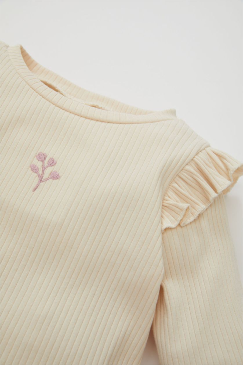 Baby Girls Sand Baby Girl Floral Ribbed Camisole T-Shirt
