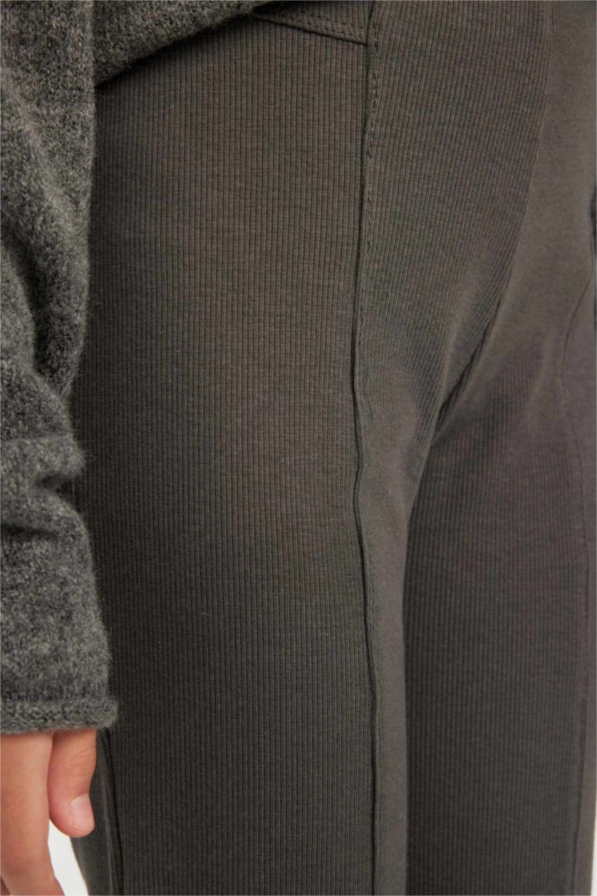 GIRLS & TEENS Anthracite Girl Slit Standard Length Corduroy Leggings