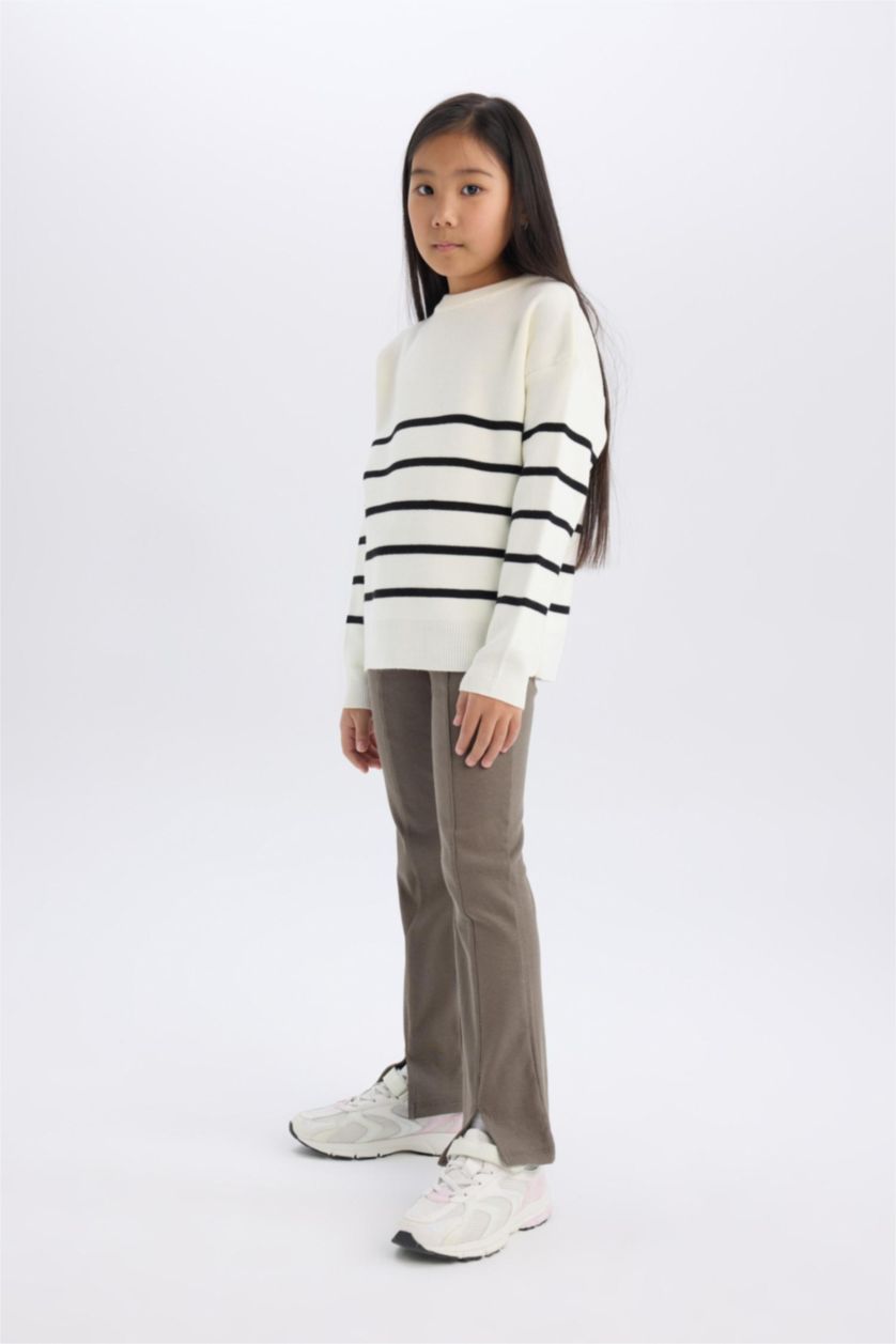 GIRLS & TEENS Khaki Girl Slit Standard Length Corduroy Leggings