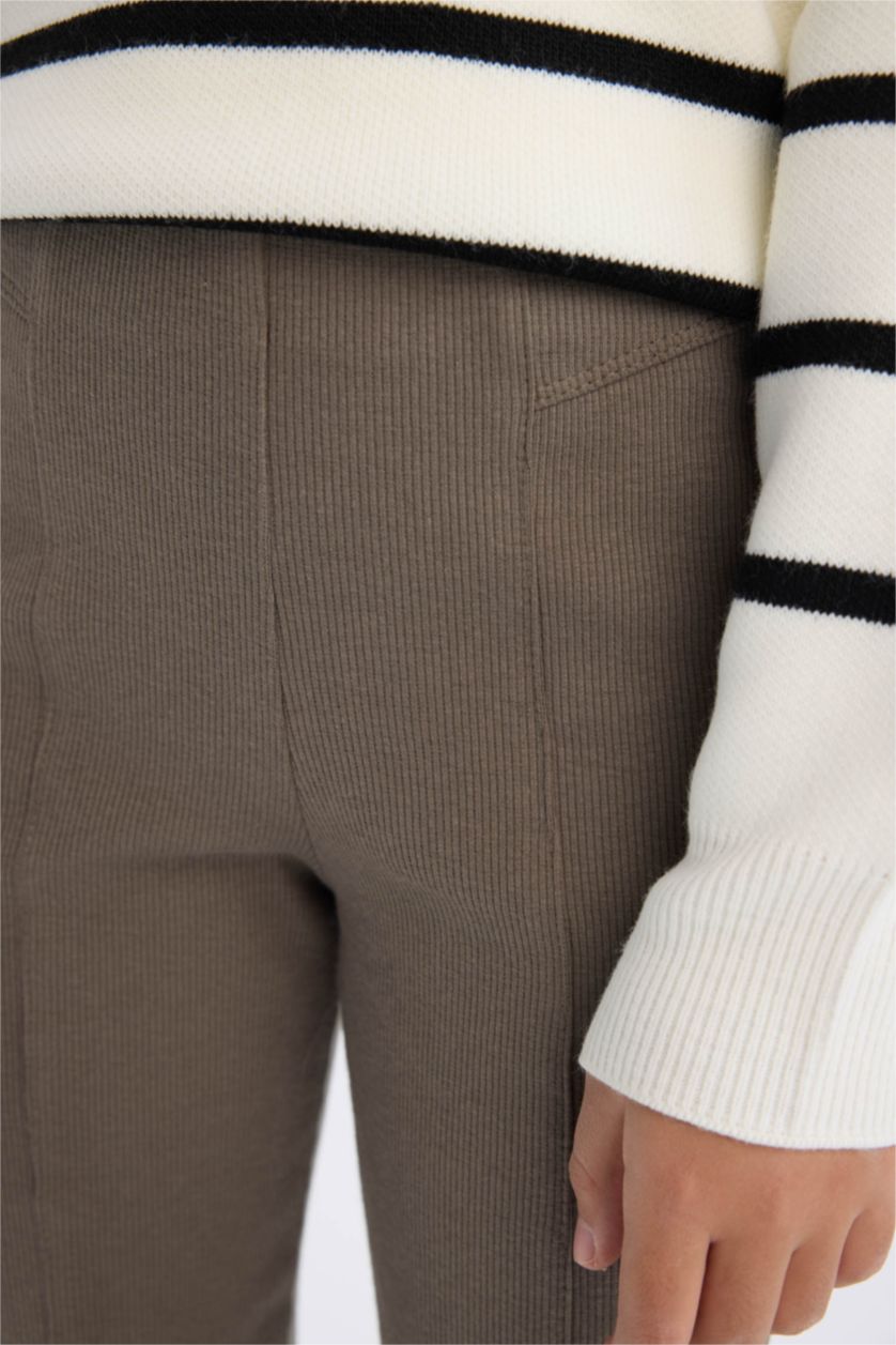 GIRLS & TEENS Khaki Girl Slit Standard Length Corduroy Leggings