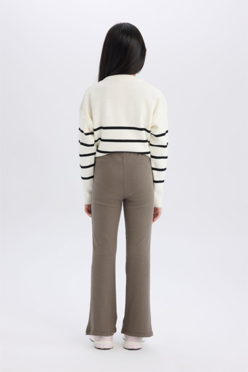 GIRLS & TEENS Khaki Girl Slit Standard Length Corduroy Leggings