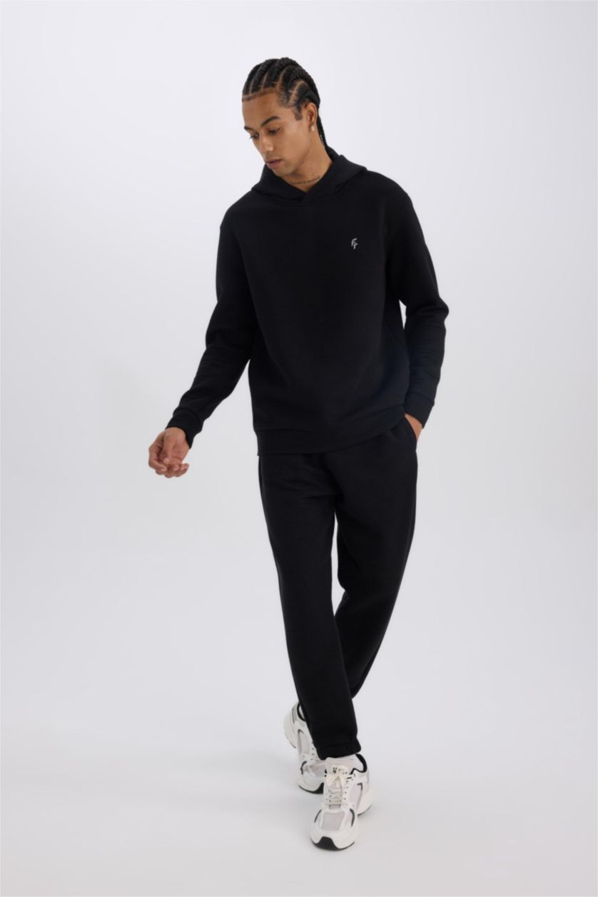 Man Black DeFactoFit Standard Fit Jogger Sweatpants