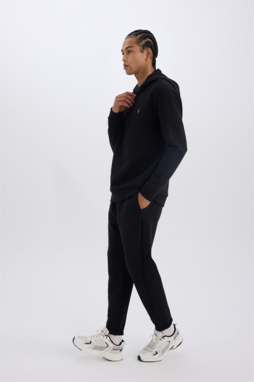 Man Black DeFactoFit Standard Fit Jogger Sweatpants