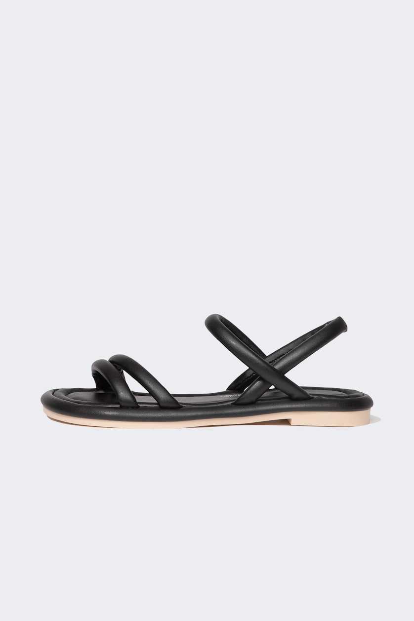 FEMME Noir sandales Semelle Plate