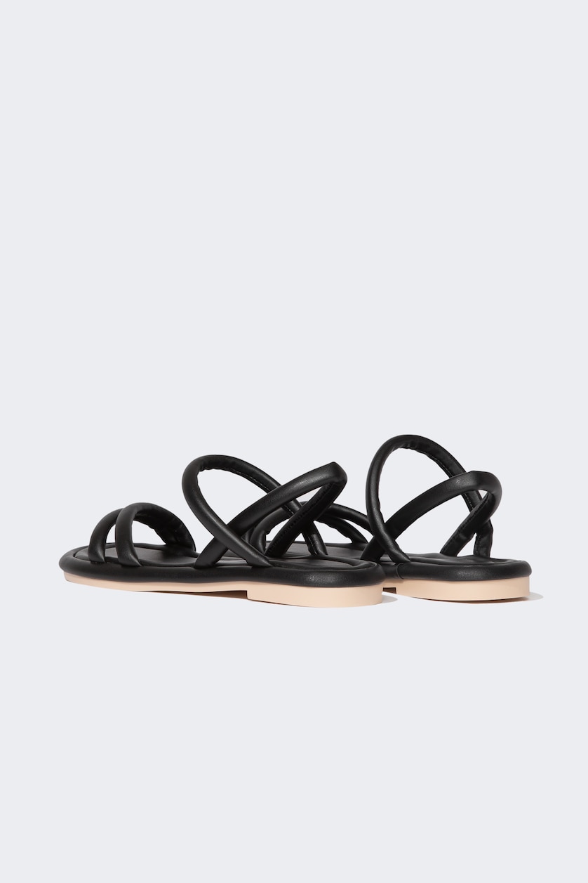FEMME Noir sandales Semelle Plate
