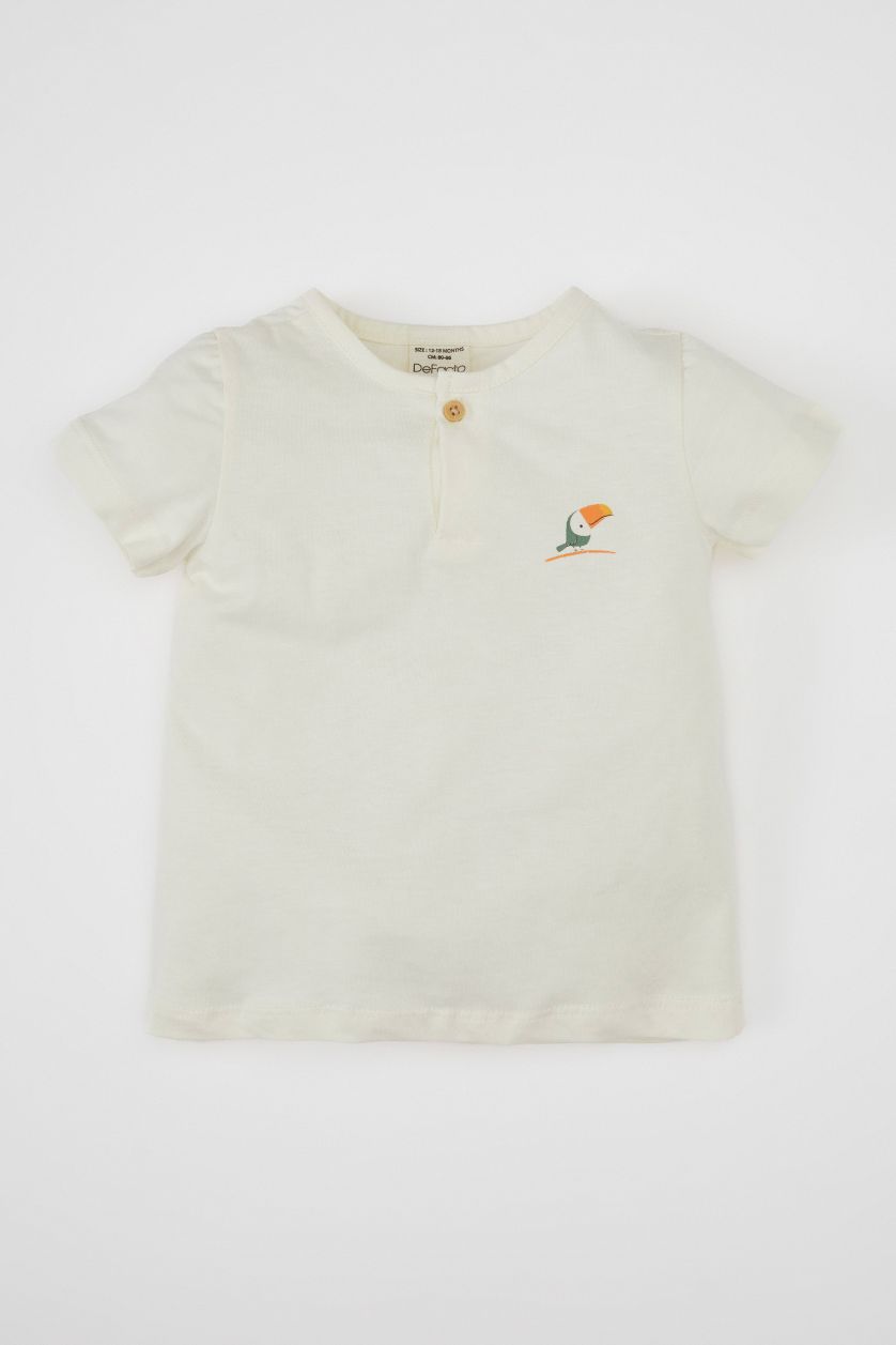 BABY GIRL Ecru Baby Boy Palm Tree Patterned Jumpsuit T-Shirt Hat Muslin 3 Piece Set