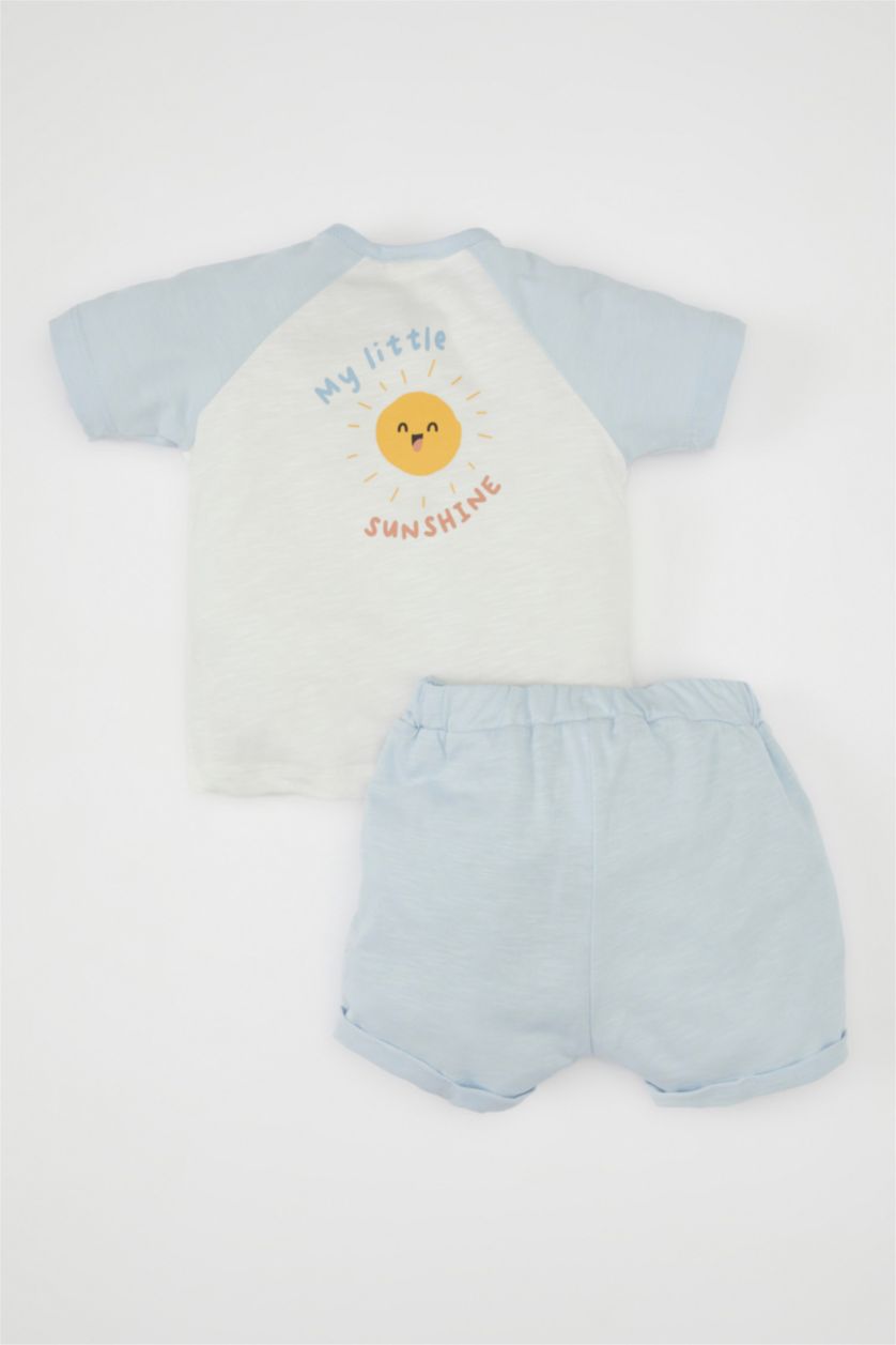 طفل صغير أزرق فاتح سيت ولادي شورت وتيشيرت - قطعتين