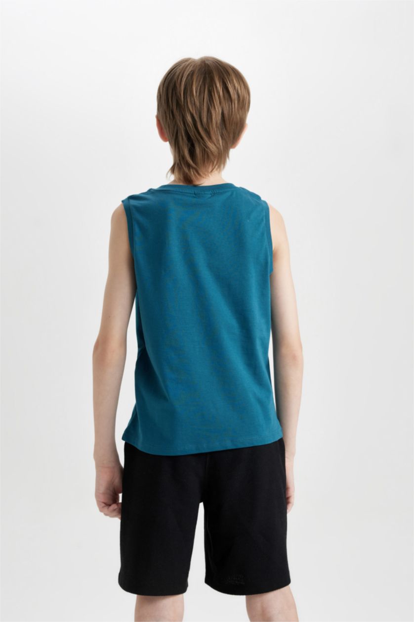 Erkek Çocuk - Genç Erkek Petrol Bisiklet Yaka Baskılı Atlet Erkek Çocuk