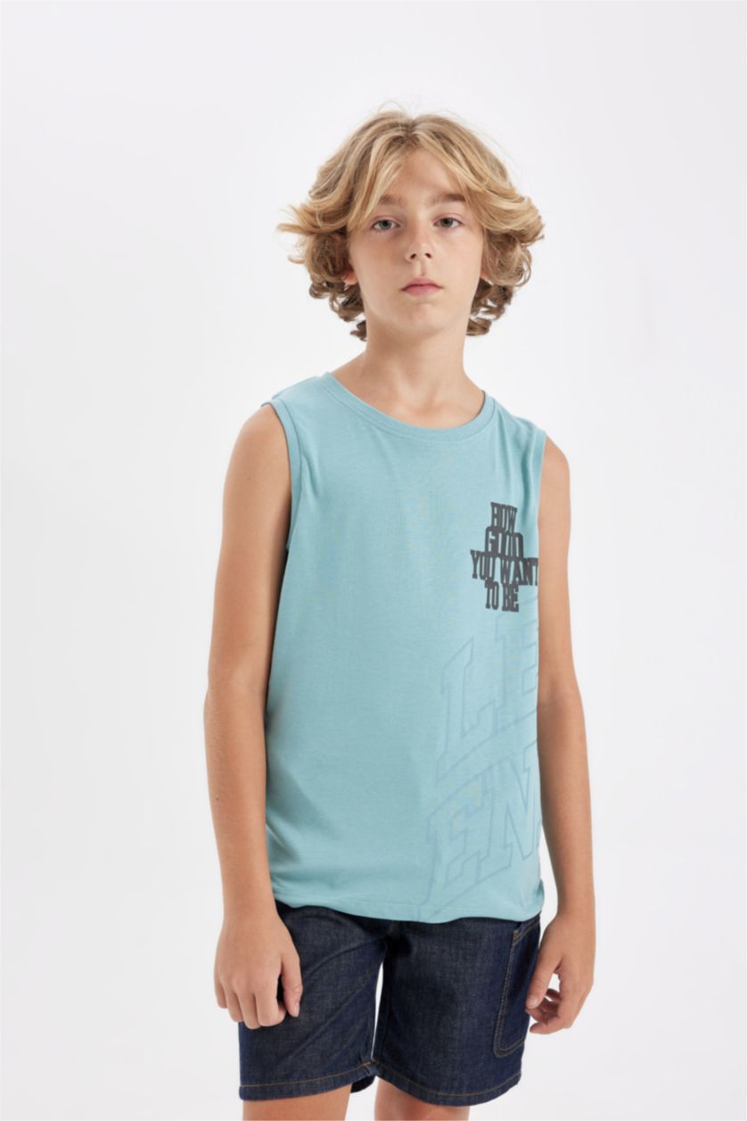 GARÇONS Bleu Débardeur imprimé à col rond pour garçon