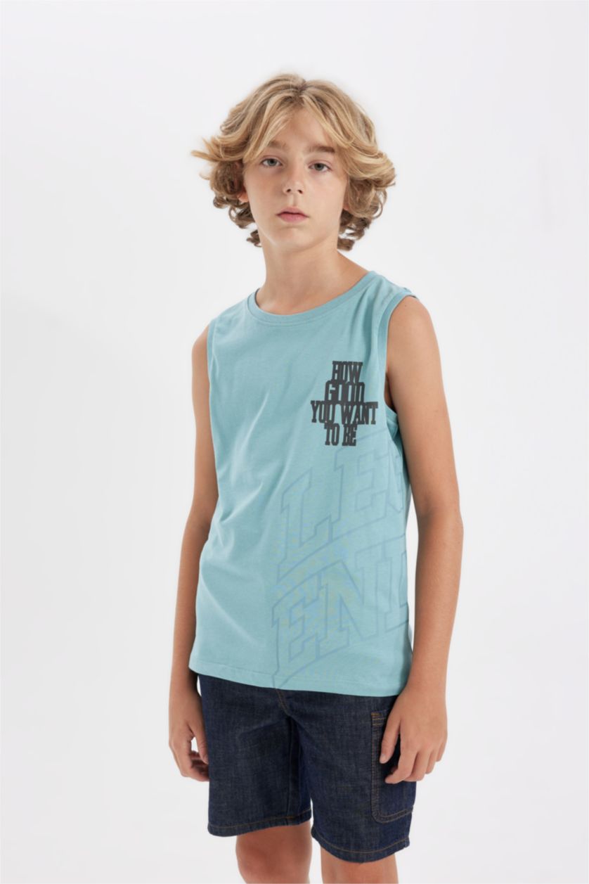 GARÇONS Bleu Débardeur imprimé à col rond pour garçon