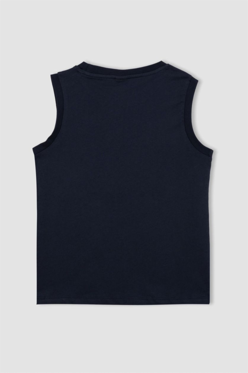 Erkek Çocuk - Genç Erkek Açık Lacivert Bisiklet Yaka Baskılı Atlet Erkek Çocuk