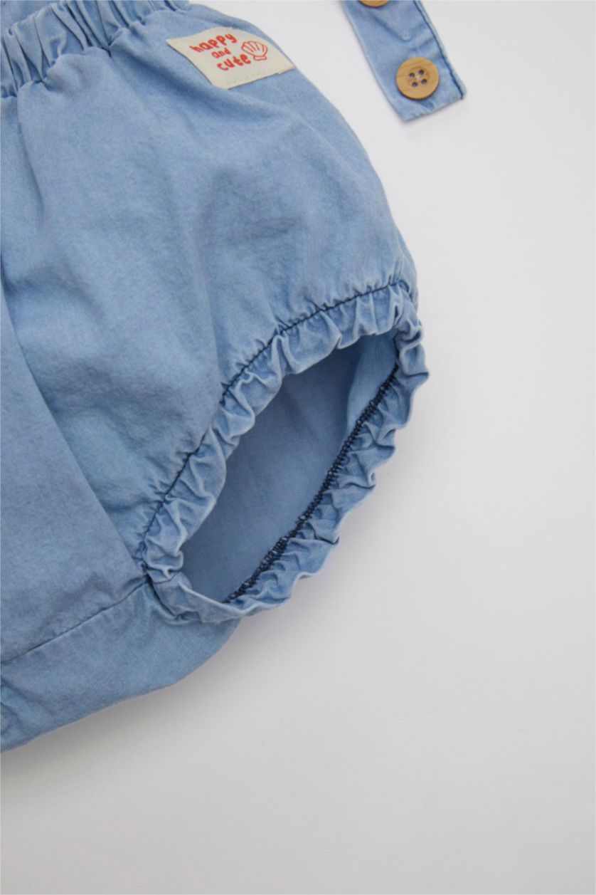 BABY GIRL Light Blue Baby Girl Short Sleeve T-Shirt Denim Jumpsuit 2 Piece Set