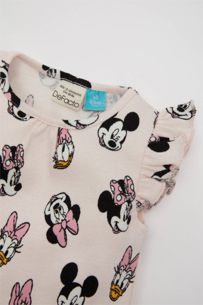 BABY GIRL Light Pink Baby Girl Newborn Disney Mickey & Minnie Ribbed Jumpsuit