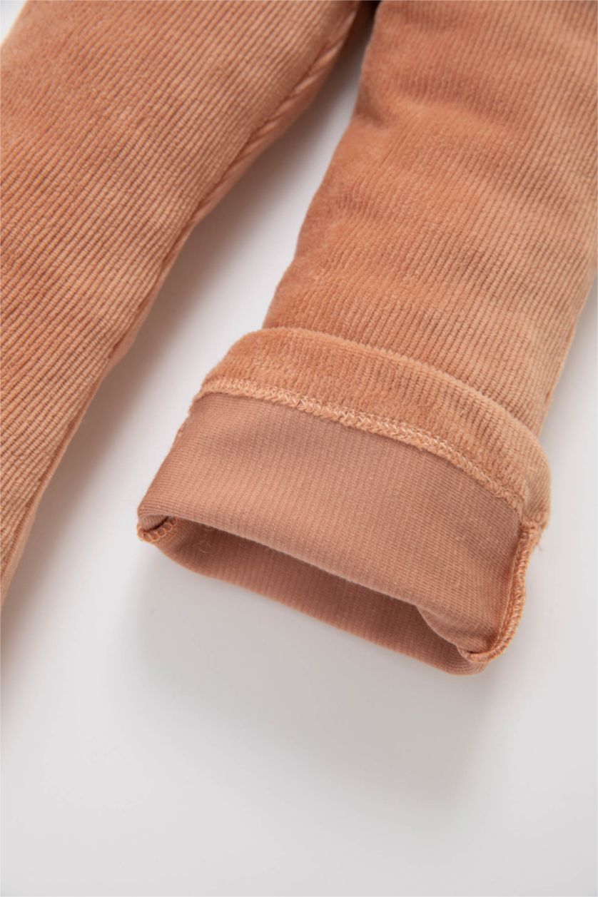 Kız Bebek Somon Kız Bebek İspanyol Paça Fitilli Kadife  Tayt