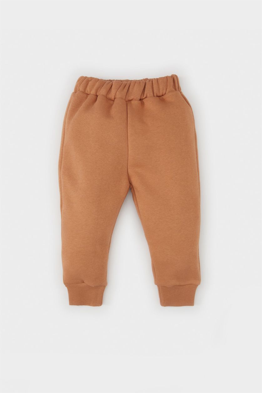 Kız Bebek Açık Kahve Kız Bebek Beli Lastikli Basic Düz Eşofman Altı