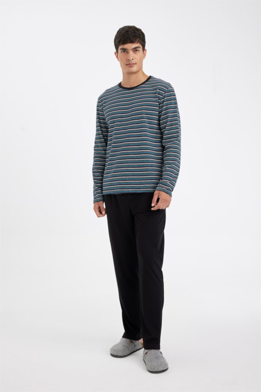 HOMME Noir Ensemble de 2 pièces à manches longues et coupe régulière