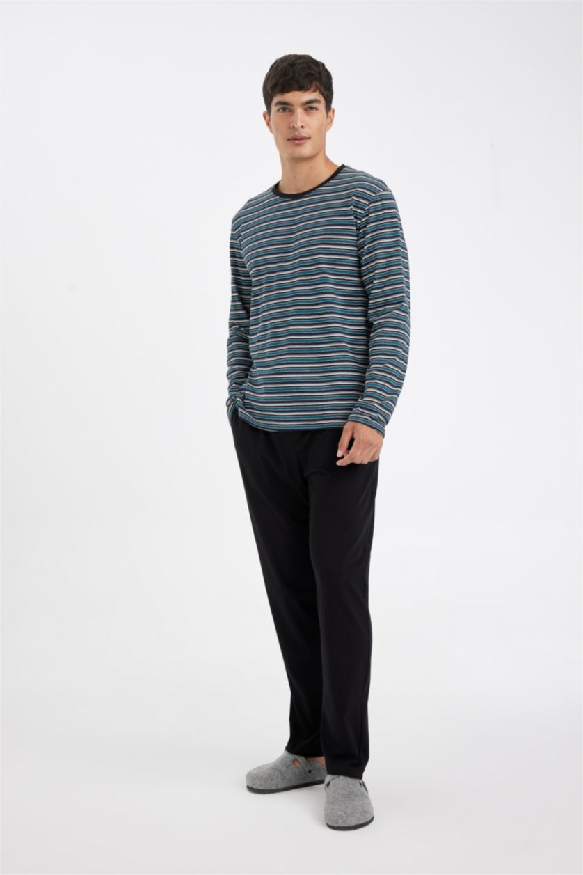 HOMME Noir Ensemble de 2 pièces à manches longues et coupe régulière