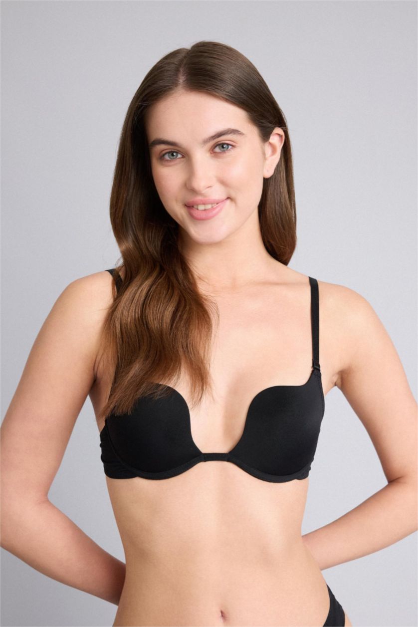 Женщины Черный Fall in Love с чашечками с пуш-апом наполовину С косточками бюстгальтер