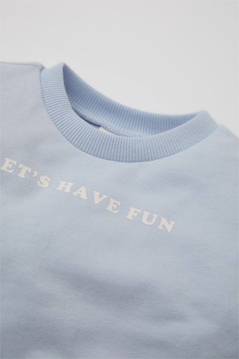 BABY GIRL Light Blue Baby Girl Printed Sweatshirt Sweatpants 2 Piece Set