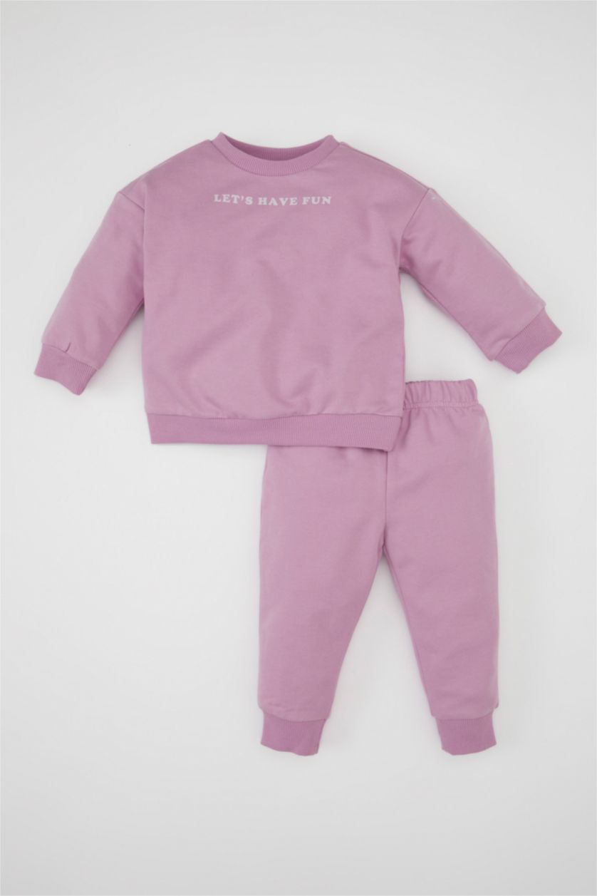BÉBÉ FILLE Violet Ensemble de Sweat-shirt imprimé et Sweatpants pour BéBé Fille