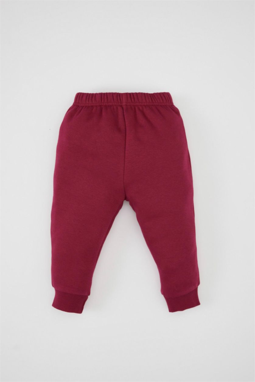 Kız Bebek Bordo Kız Bebek 2'li Takım Baskılı Sweatshirt Beli Lastikli Eşofman Altı