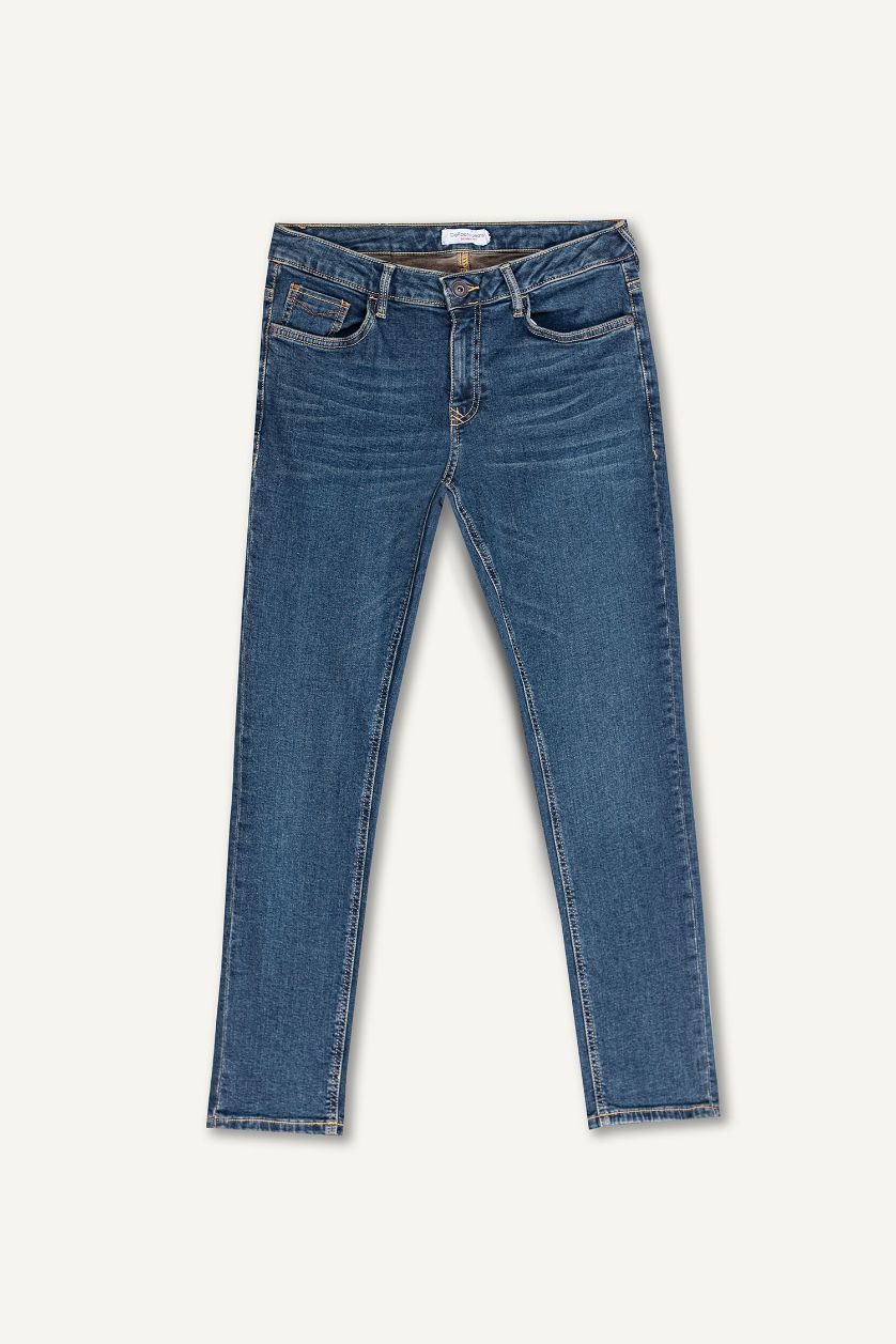 HOMME Vert Foncé Jean Coupe skinny à taille normale et jambe étroites