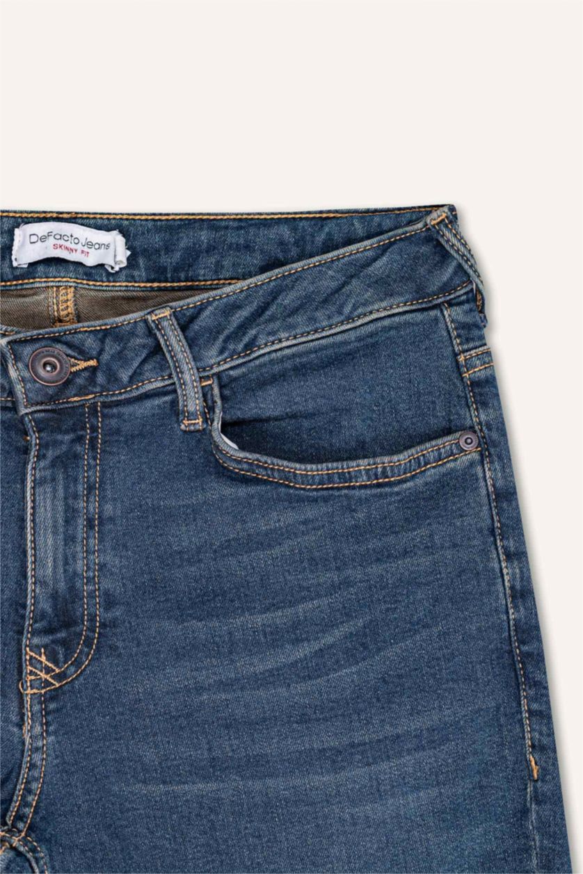 HOMME Vert Foncé Jean Coupe skinny à taille normale et jambe étroites