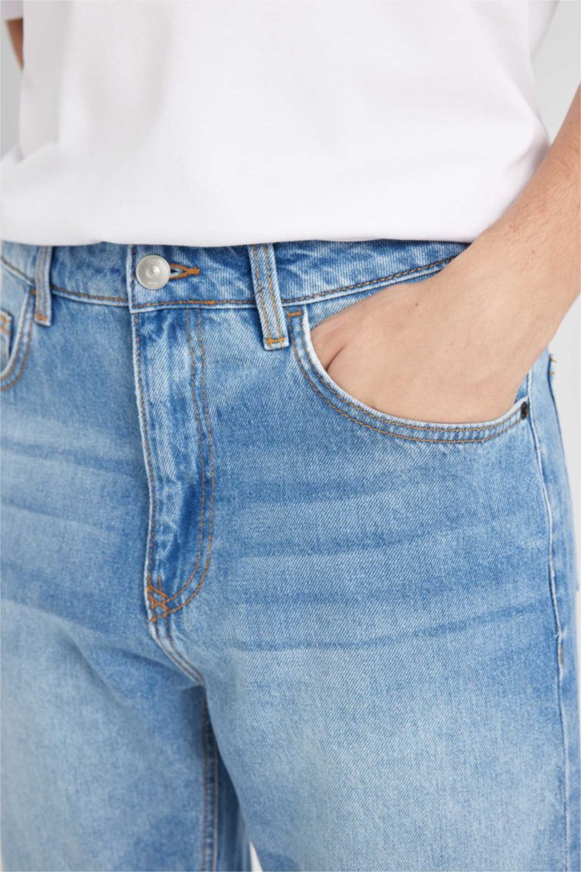 HOMME Bleu Pantalon Jean slim taille haute Style des années 90