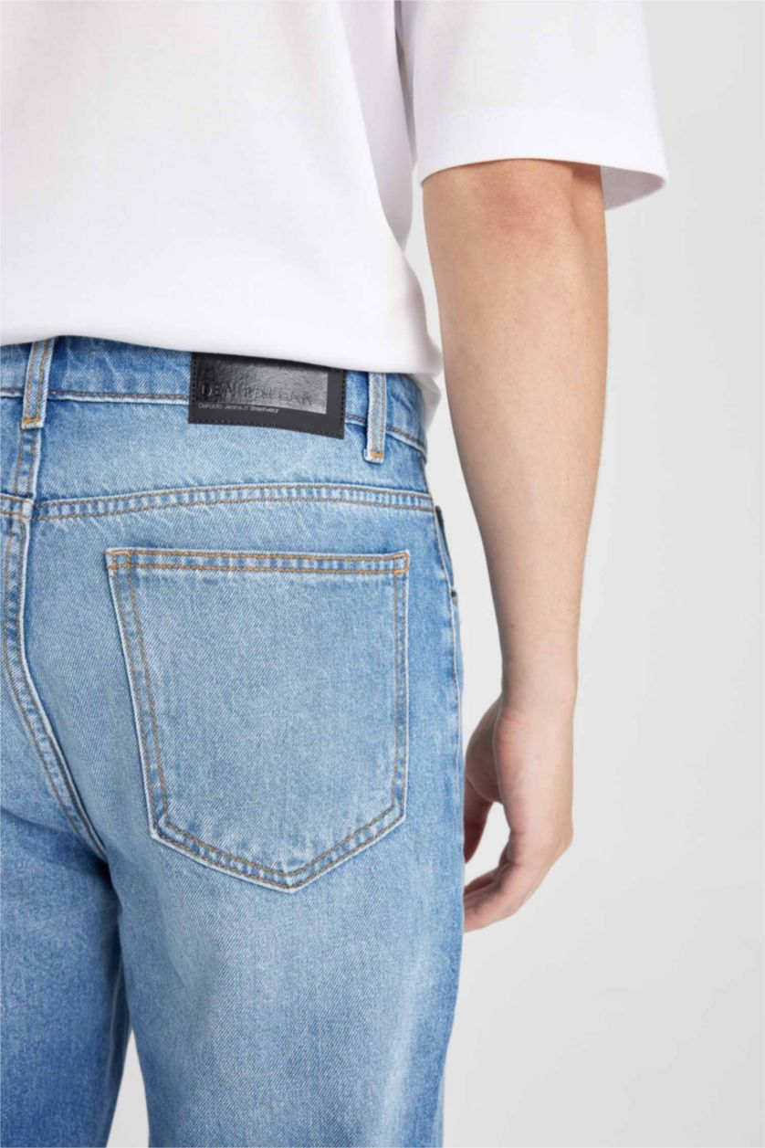 HOMME Bleu Pantalon Jean slim taille haute Style des années 90