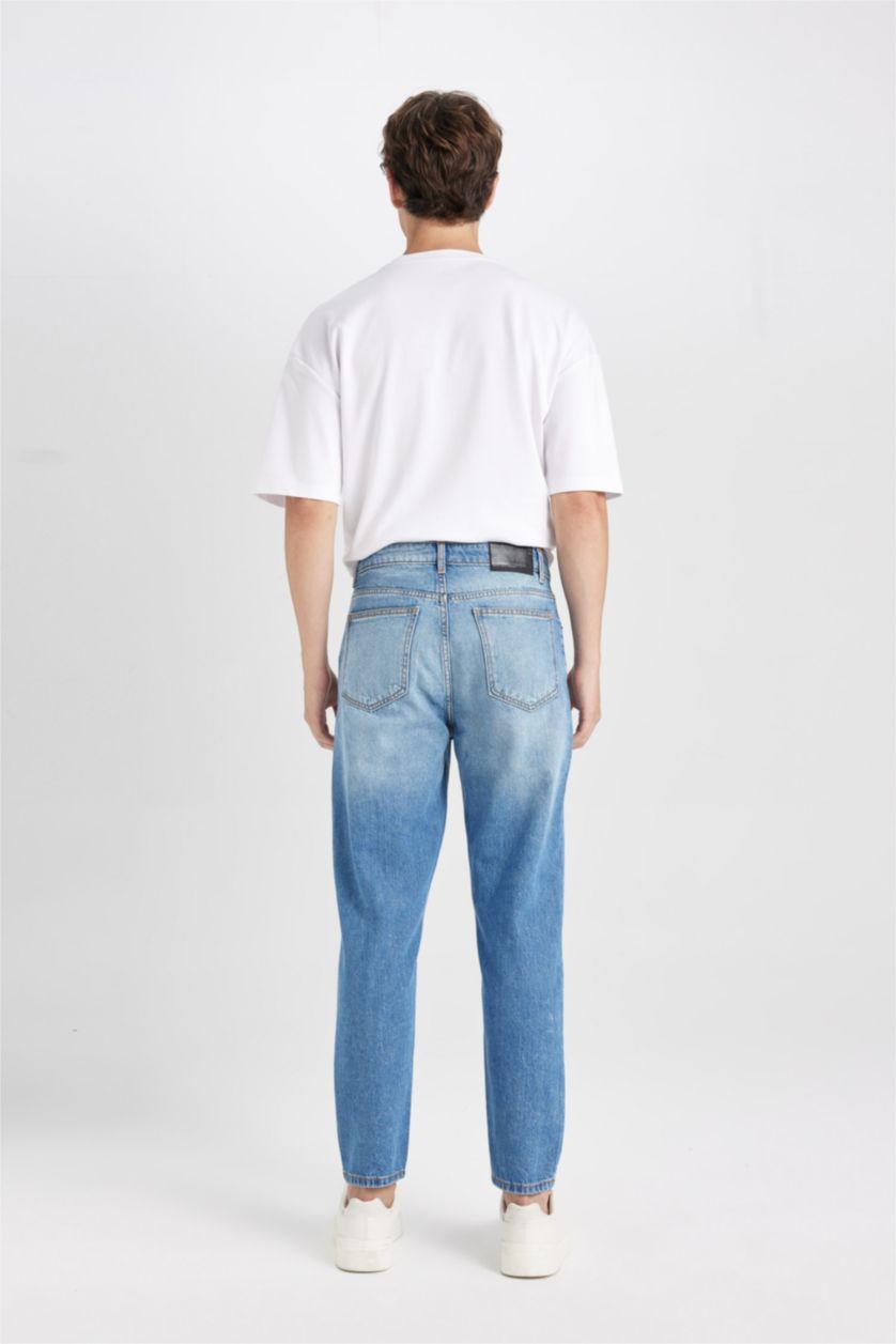 HOMME Bleu Pantalon Jean slim taille haute Style des années 90