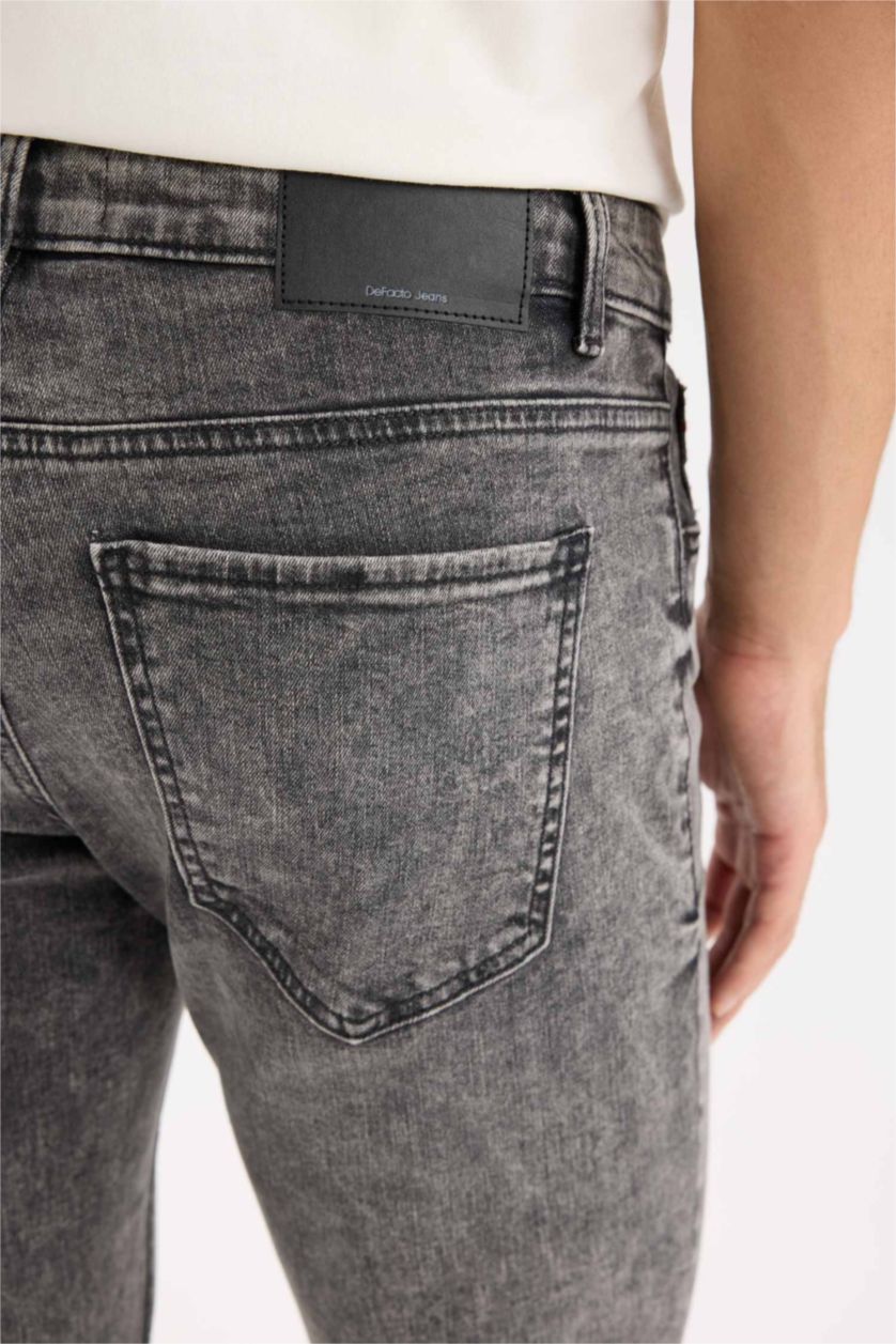 HOMME Anthracite Pantalon Jean slim à effet délavé avec détails déchirés