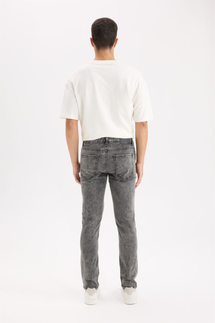 HOMME Anthracite Pantalon Jean slim à effet délavé avec détails déchirés