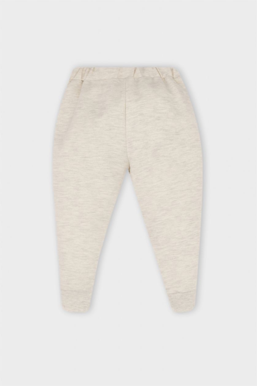 Kız Bebek Açık Gri Melange Kız Bebek Beli Lastikli Basic Düz Eşofman Altı