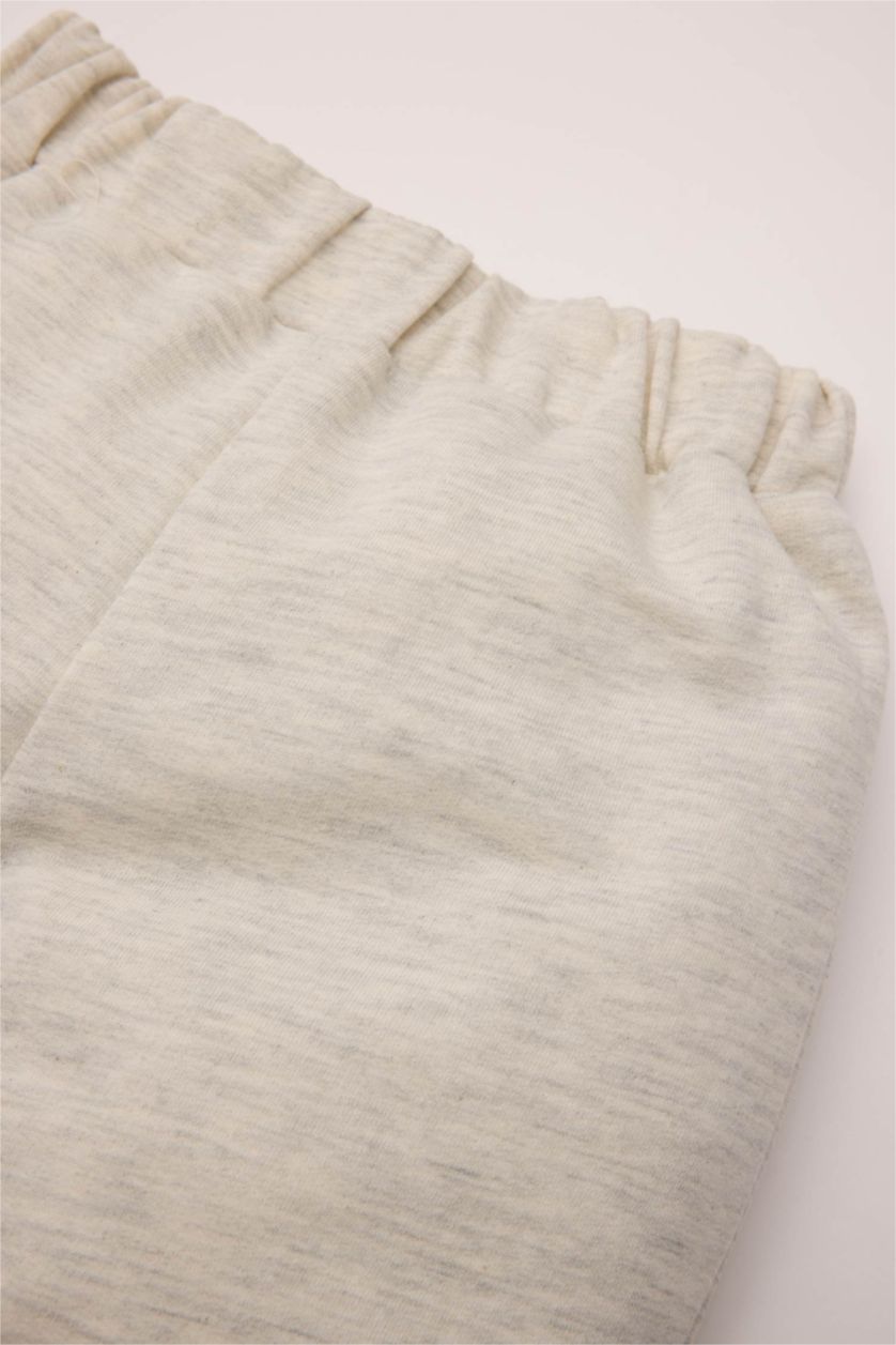 Kız Bebek Açık Gri Melange Kız Bebek Beli Lastikli Basic Düz Eşofman Altı