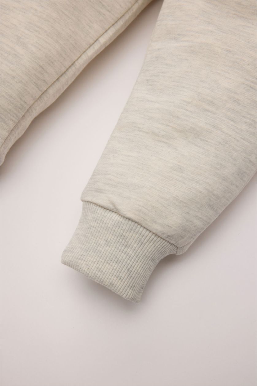 Kız Bebek Açık Gri Melange Kız Bebek Beli Lastikli Basic Düz Eşofman Altı