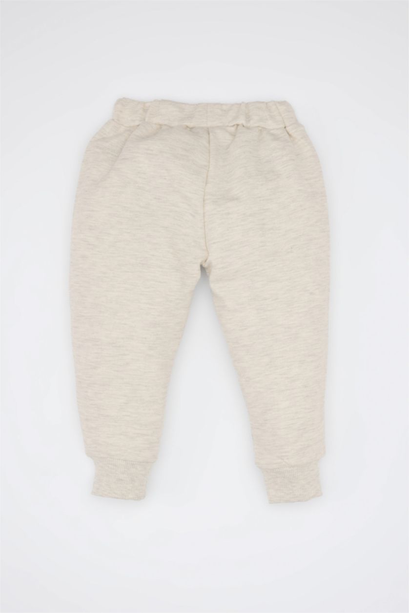 Kız Bebek Açık Gri Melange Kız Bebek Beli Lastikli Basic Düz Eşofman Altı