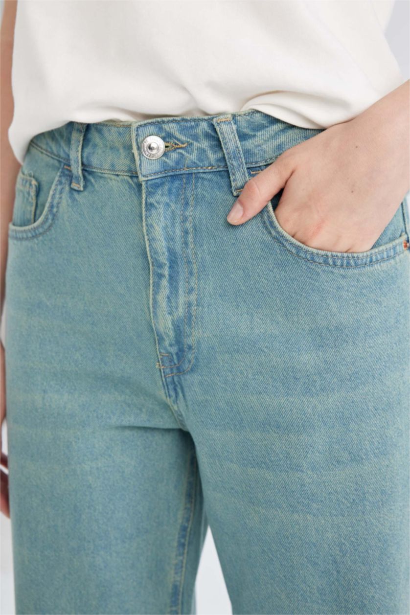 نساء أزرق بنطرون جينز طويل بخصر عالي