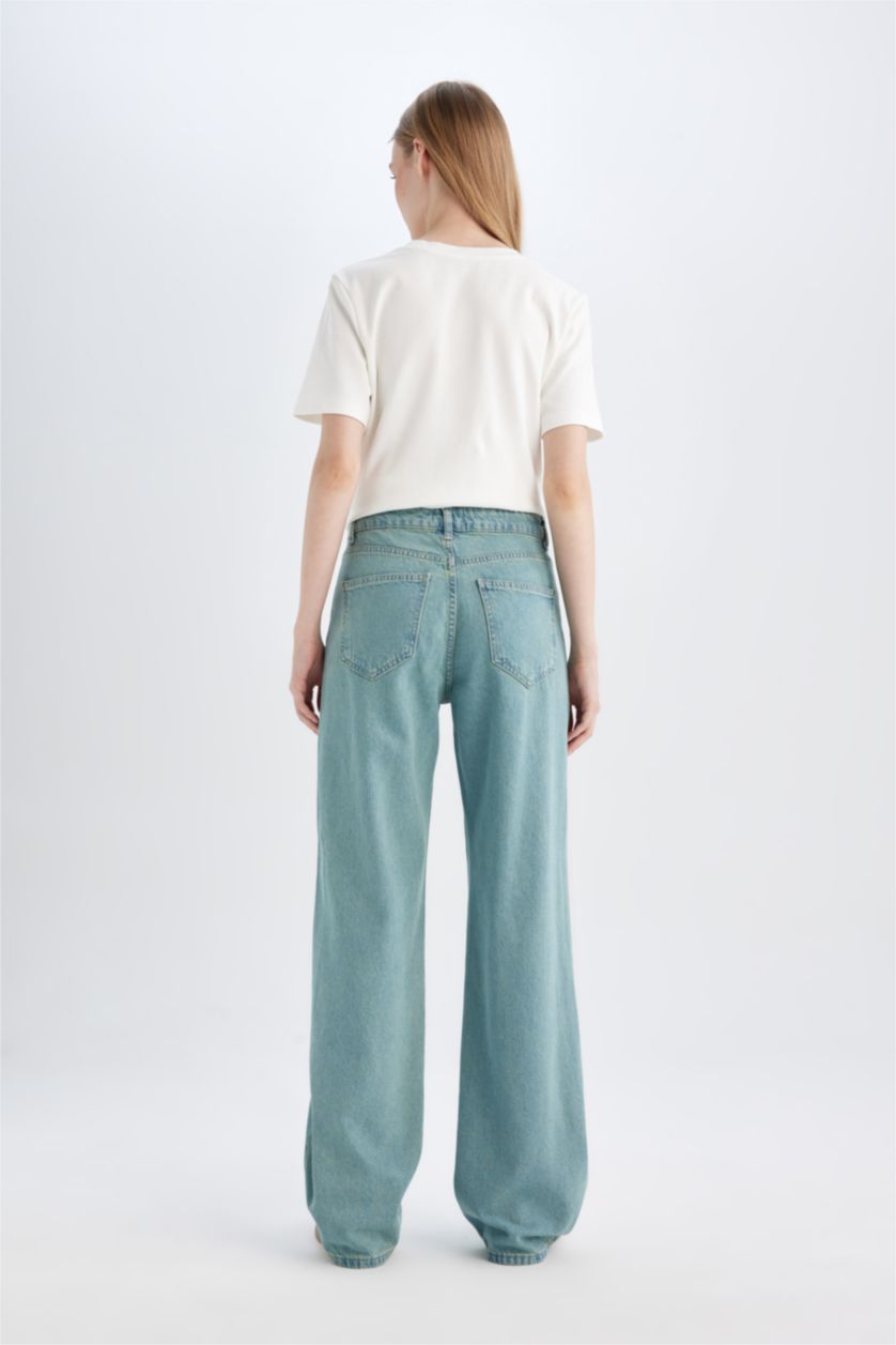 نساء أزرق بنطرون جينز طويل بخصر عالي