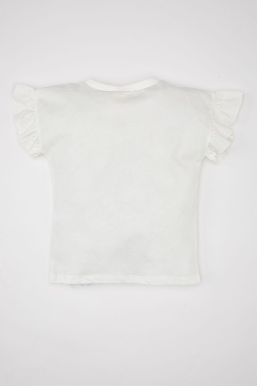 طفلة صغيرة اوف وايت تيشيرت بناتي بنقشة الزهور نص كم قصة عادية