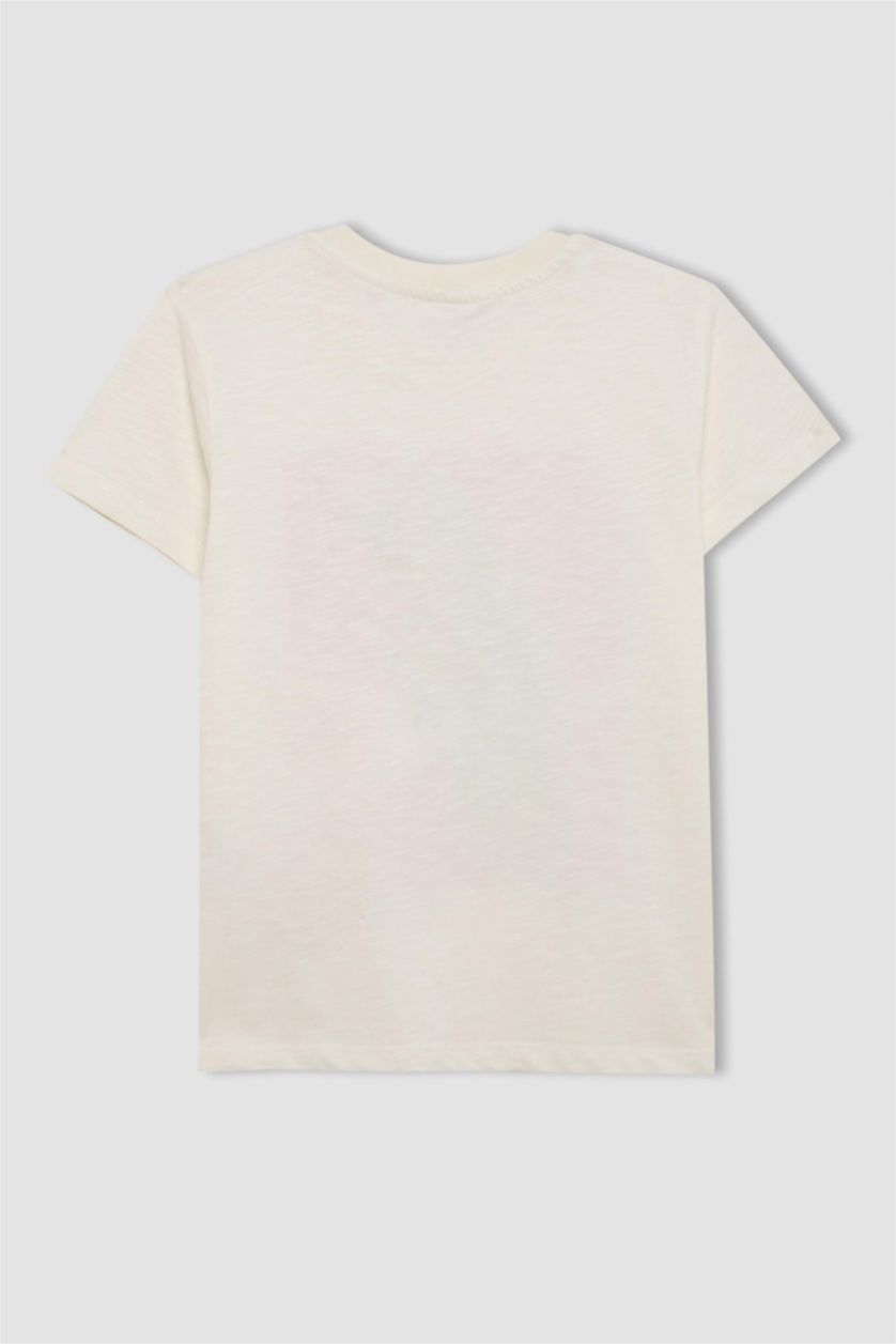 بناتي بيج فاتح تي شيرت بناتي نص كم مطبوع وياقة مستديرة