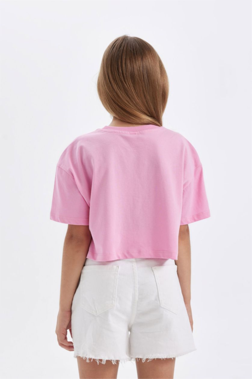 بنات زهري تيشيرت كروب بناتي نص ردن بياخة مستديرة