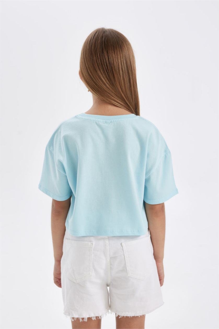 Қыздар Және Жасөспірімдер Аква Қыздарға дөңгелек жаға слоган қысқа жеңді Қысқа жеңді футболка