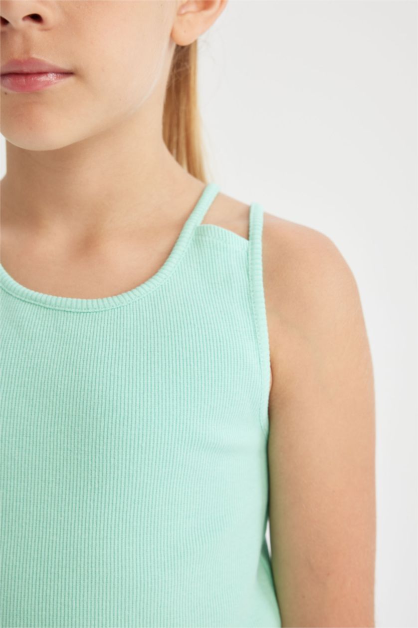 Kız Çocuk - Genç Kız Mint Bisiklet Yaka Basic Düz Atlet Kız Çocuk