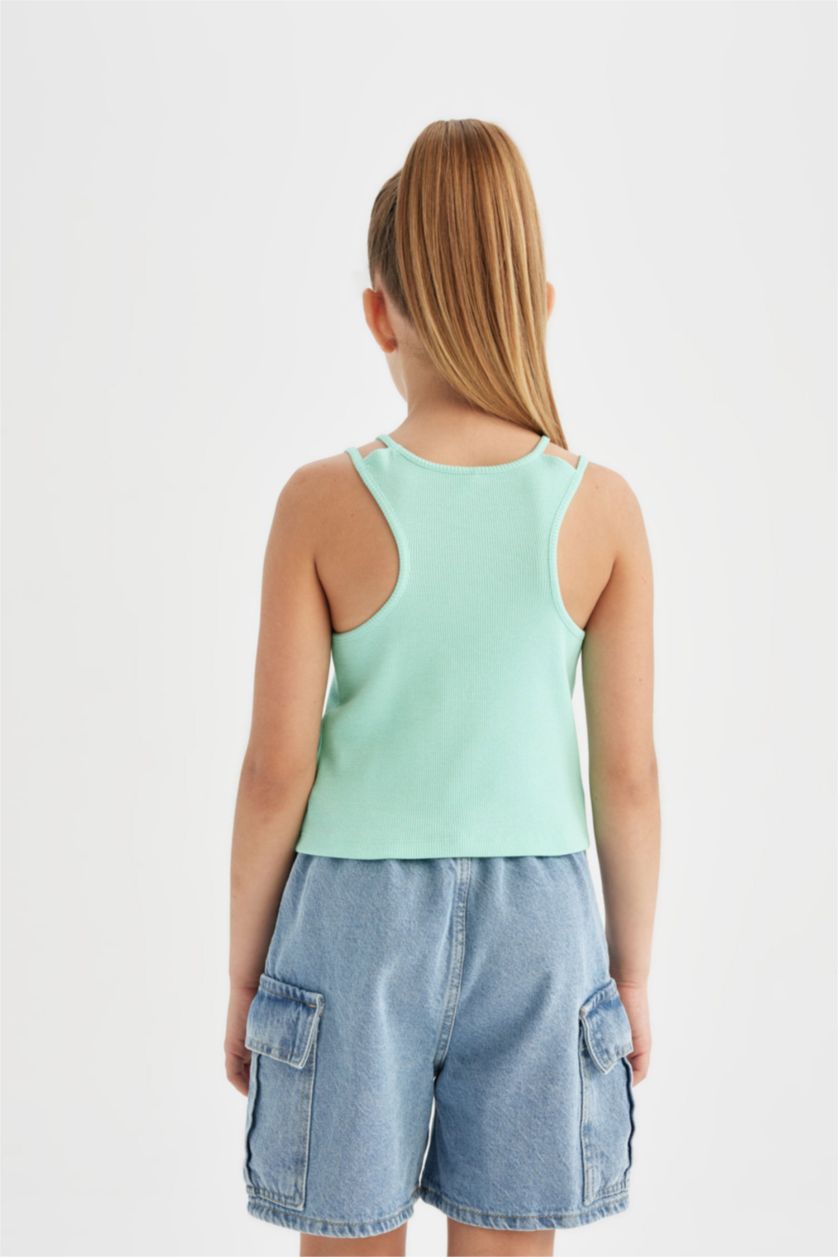 Kız Çocuk - Genç Kız Mint Bisiklet Yaka Basic Düz Atlet Kız Çocuk