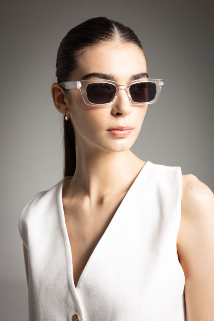 Kadın Beyaz Kadın Dikdörtgen Güneş Gözlüğü