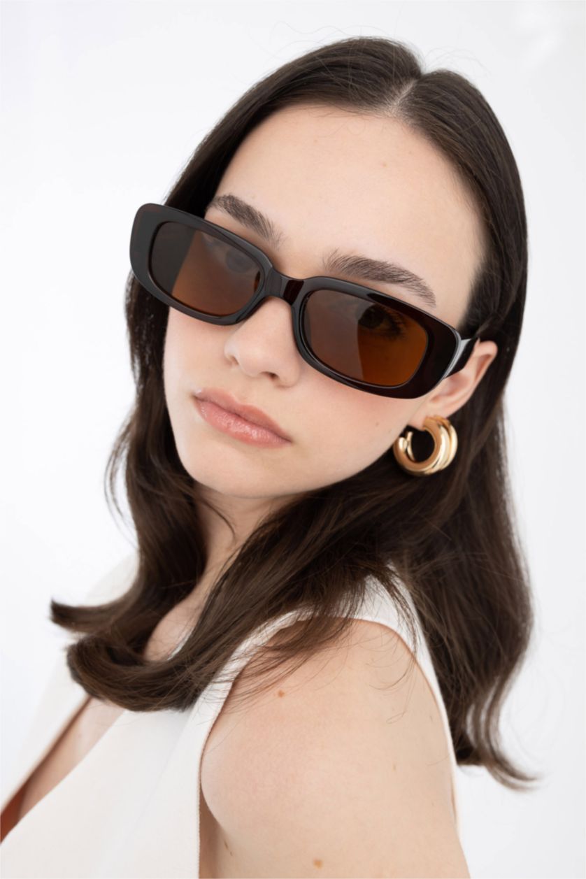 Kadın Koyu Kahve Kadın Dikdörtgen Güneş Gözlüğü