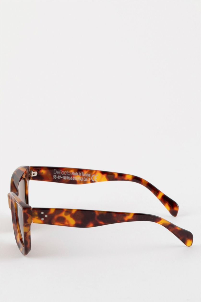 Kadın Koyu Kahve Kadın Leopar Desenli Kare Güneş Gözlüğü